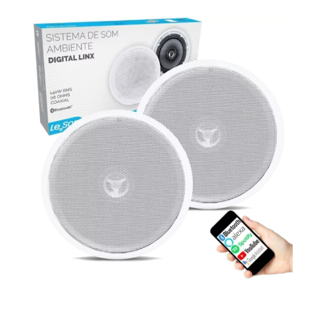 Kit Caixas Embutir Som Bluetooth Redonda Ativa+Passiva LeSon em Oferta na Shopee