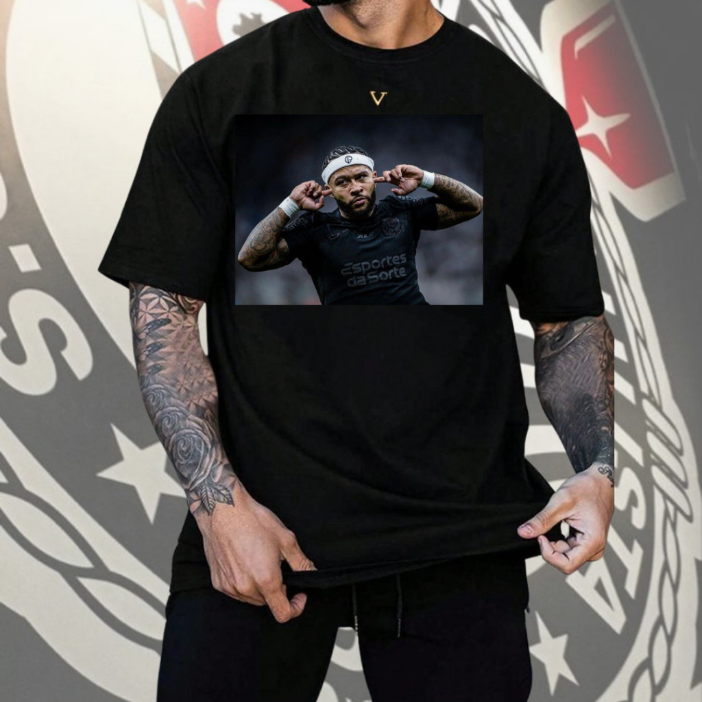Camiseta Estampada Memphis Depay Corinthians P ao GG 100% Algodão