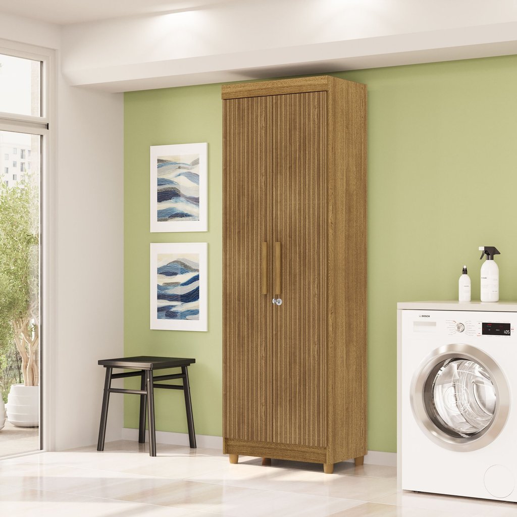Armário Multiuso Line 2 Portas 5 Prateleiras Nature em Oferta na Shopee