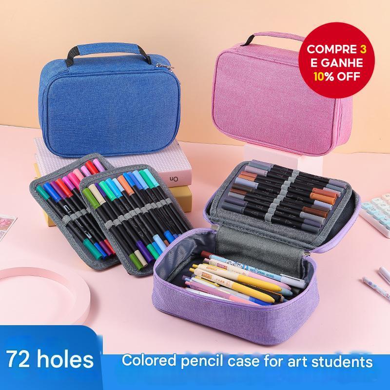 Estojo de armazenamento de lápis multifuncional de grande capacidade com 72 slots para estudantes, lápis de cor em Oferta na Shopee