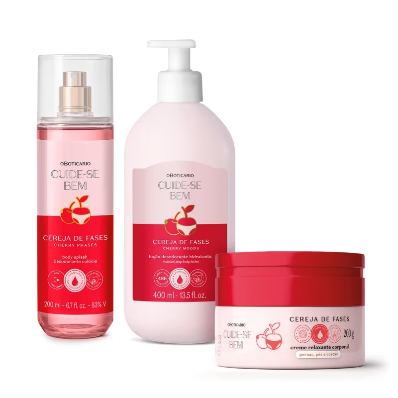 Cereja De Fases: Body Splash + Creme Relaxante + Loção Corp