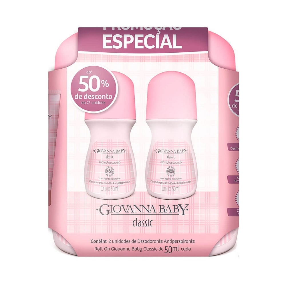 Kit Desodorante Giovanna Baby Rollon Rosa 2 Unidades 50ml Cada em Oferta na Shopee