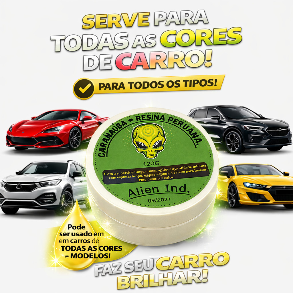 Cera Alien Ind Automotiva Carnaúiba  - Revitaliza Pintura - Brilho e Proteção UV