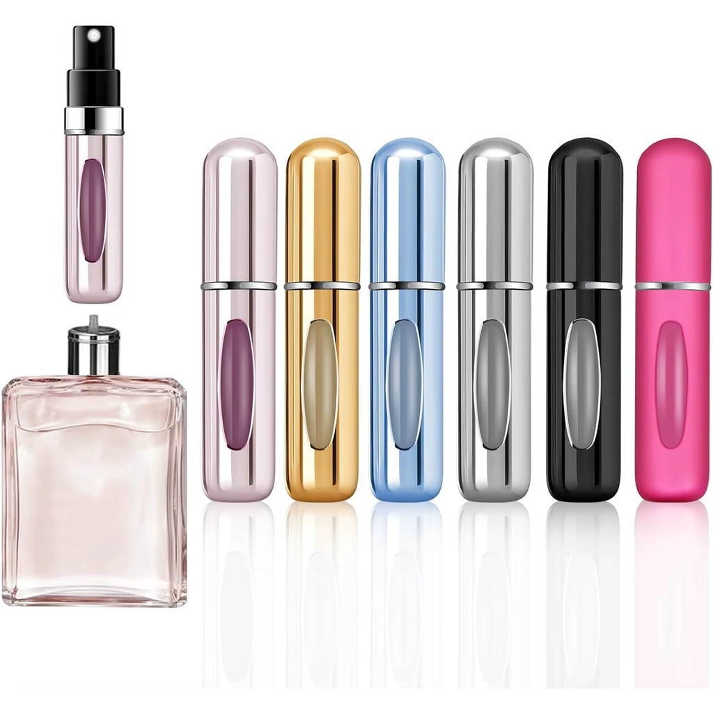 Kit Porta Perfume Portátil Viagem e Recarregável Spray 5ml 1 a 10 Unidades Cores Aleatórias