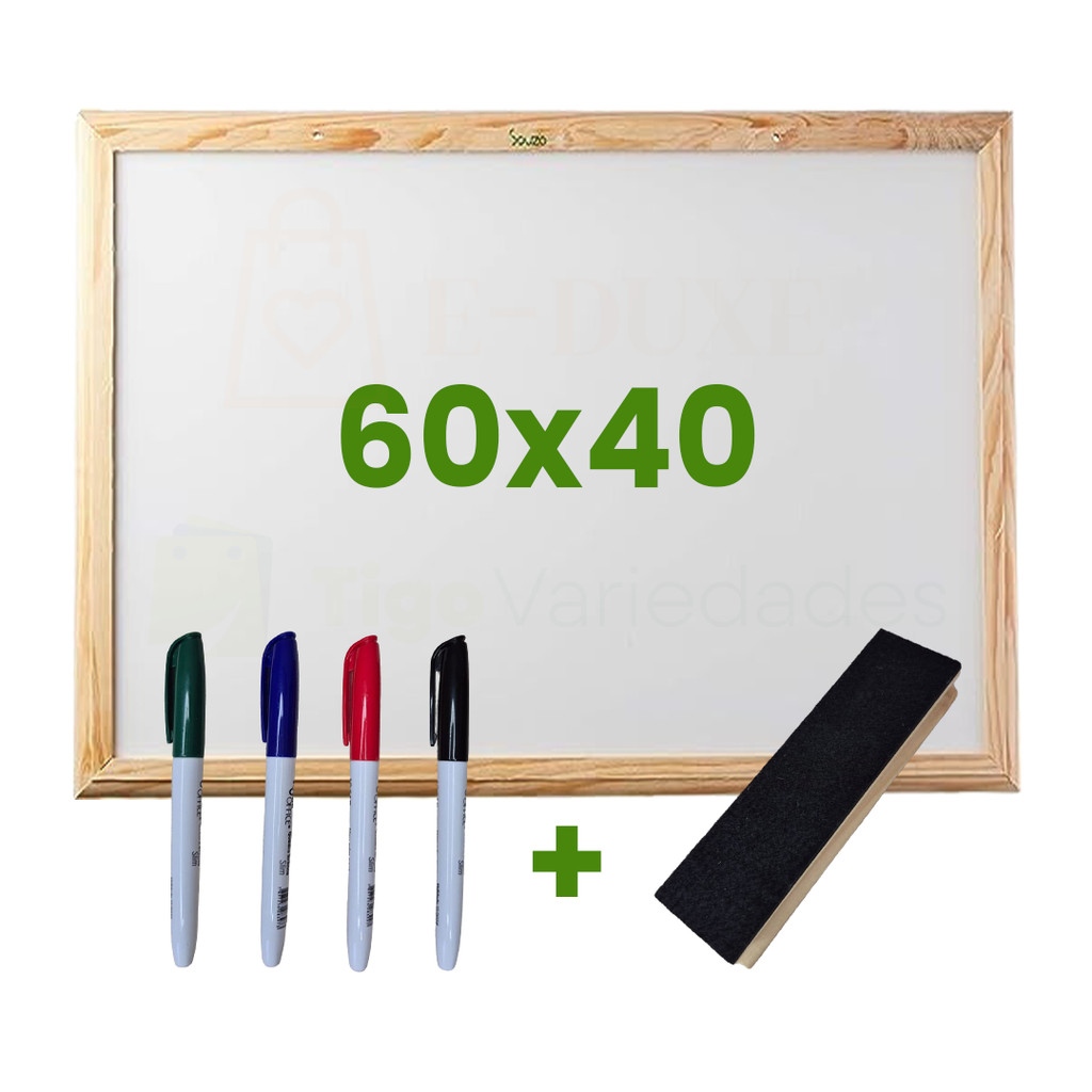 Lousa Escolar Quadro Branco Moldura em Madeira 60x40 em Oferta na Shopee