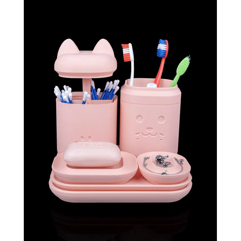 Kit Organizador Banheiro Gatinho