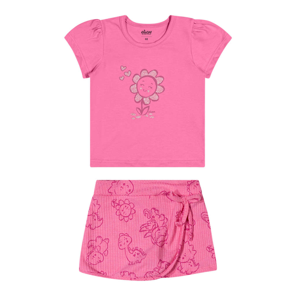 Conjunto Bebê Menina Florzinha Glitter Elian Rosa