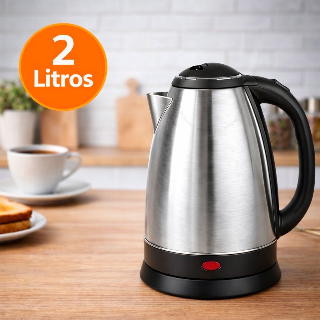 Chaleira Elétrica 2 Litros Térmica  Com Tampa Com Base Giratória Inox 127v Agua Chá Café Bule