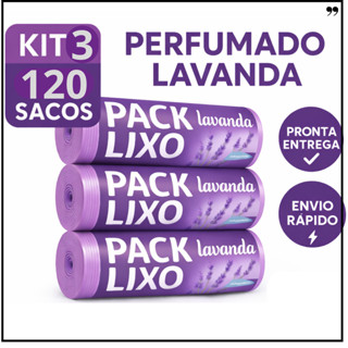 Sacos de Lixo Perfumados Lavanda | Kit 3 com 120 Sacos | Para Banheiro e Pia | 34x38cm | Neutraliza Odores em Oferta na Shopee