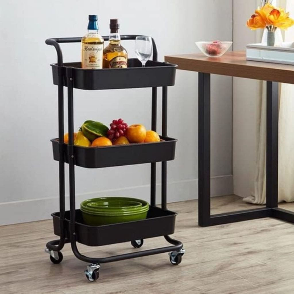 Cesta de rolo fina para escritório, banheiro, uso de armazenamento de alimentos, camada de 3 camadas Voltik