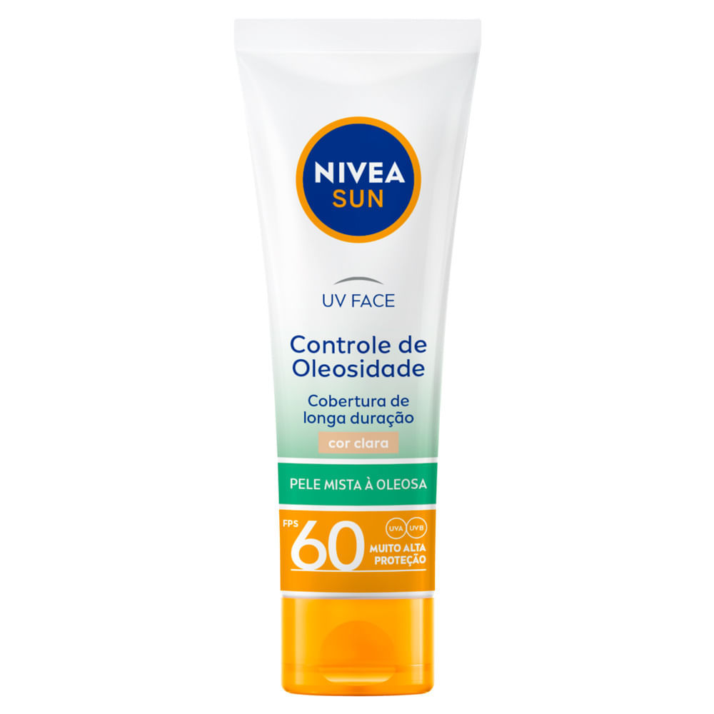 Protetor Solar Nivea Sun UV Face Controle de Oleosidade FPS 60 Cor Clara 50ml em Oferta na Shopee
