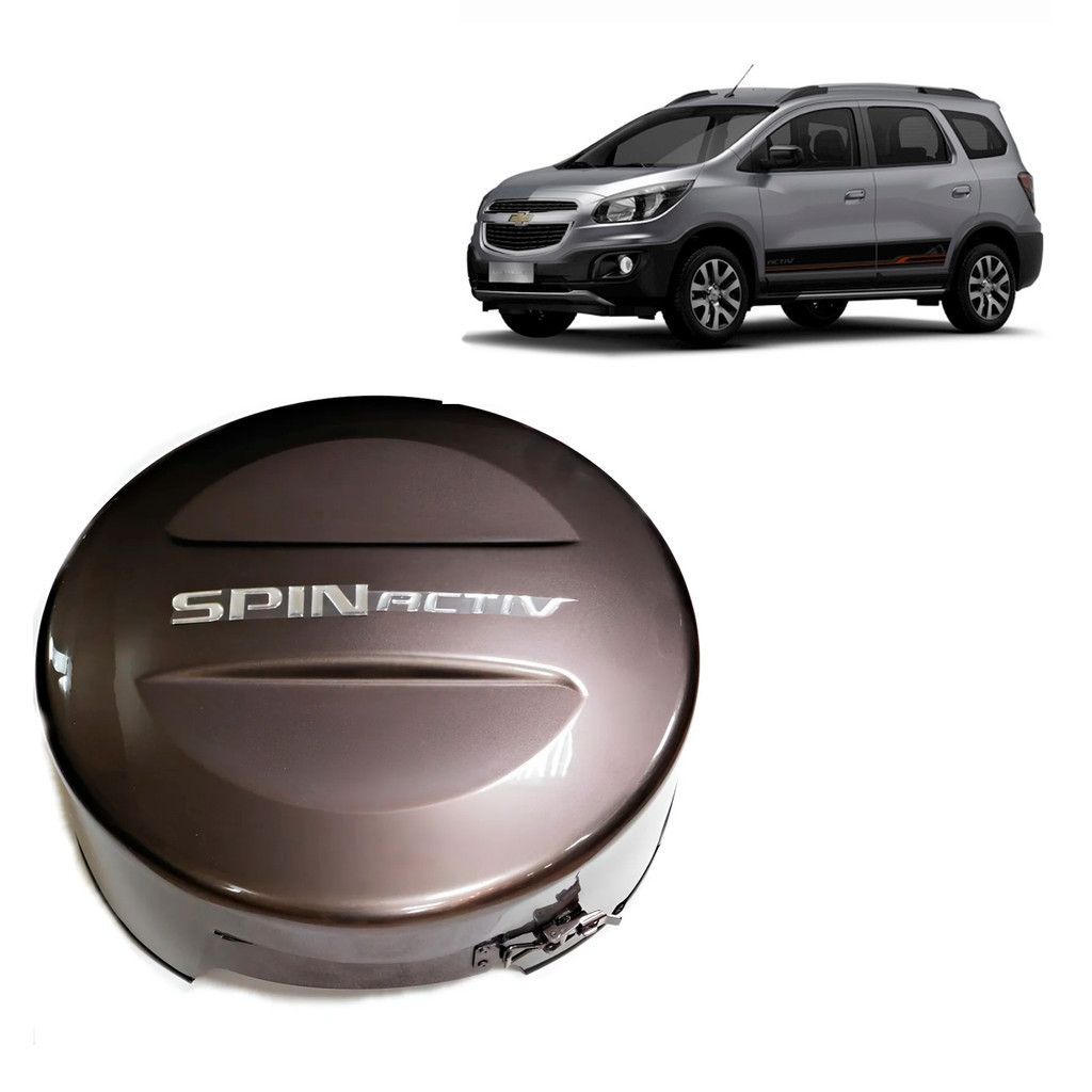CAPA DE ESTEPE RIGIDA COM CADEADO PARA CHEVROLET SPIN ACTIV 2011/2021 ARO 16/17/18 COR CINZA AZTEC