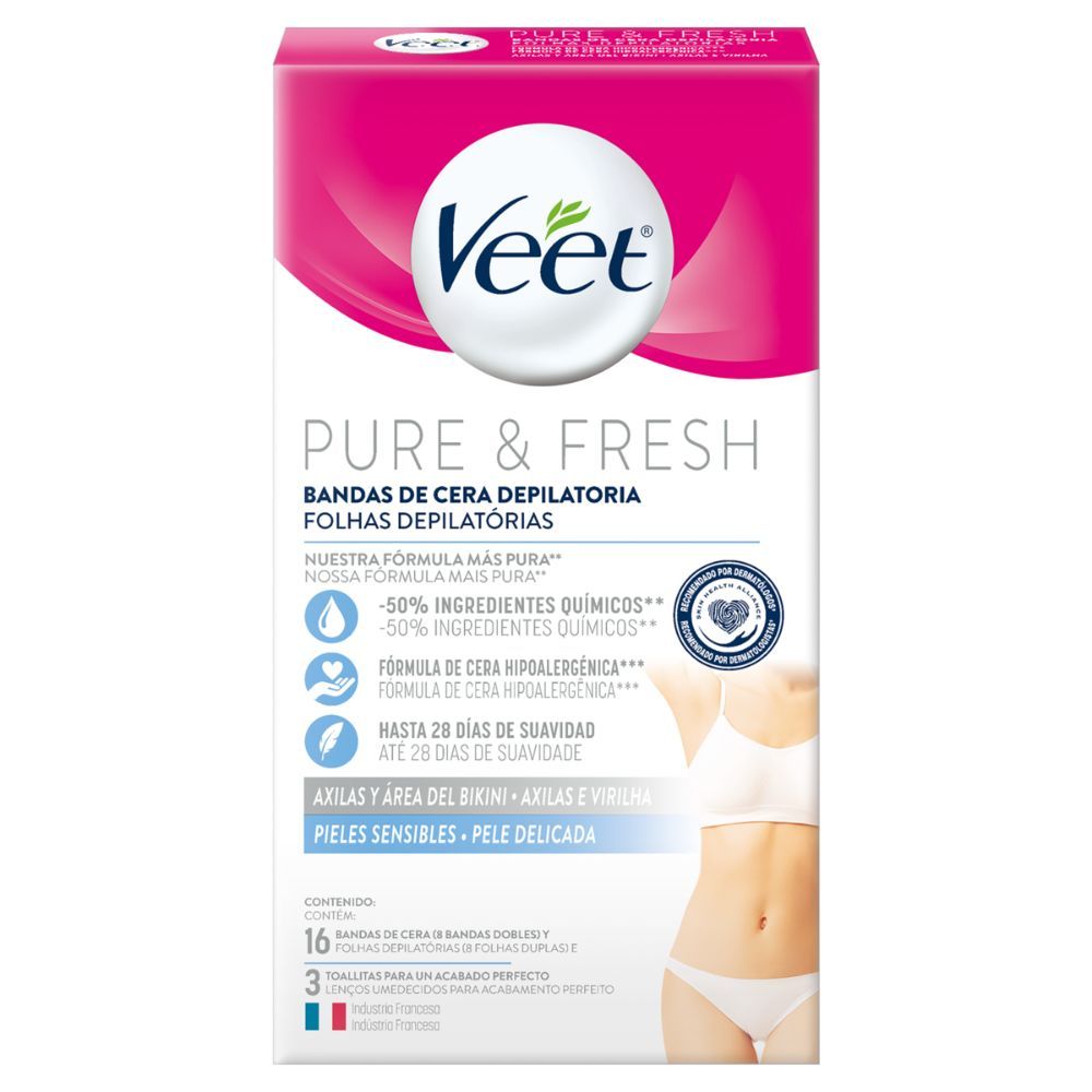 Folhas para Depilação Veet Pure & Fresh 16 Unidades em Oferta na Shopee