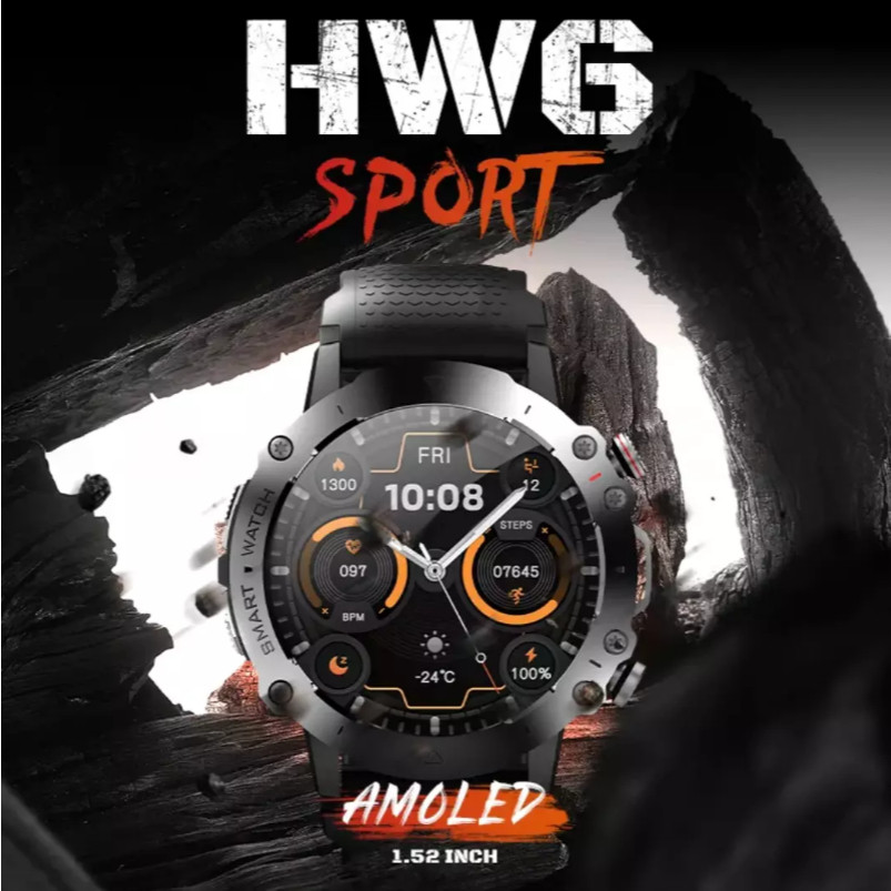 Smartwatch WearFit HW16 Sport - Tela AMOLED Metal Case + Pulseira Extra Couro Chat GPT NFC Faz Chamadas