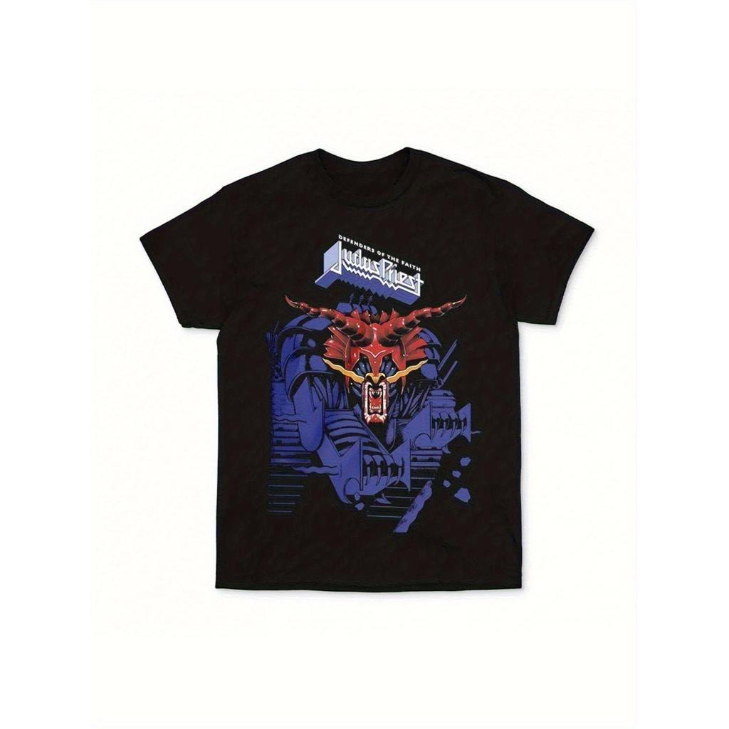 Camiseta Oficial da Banda Judas Priest para Homens - Estilo Vintage com Arte de álbum Ic?nica e Logo do Príncipe, Camisa