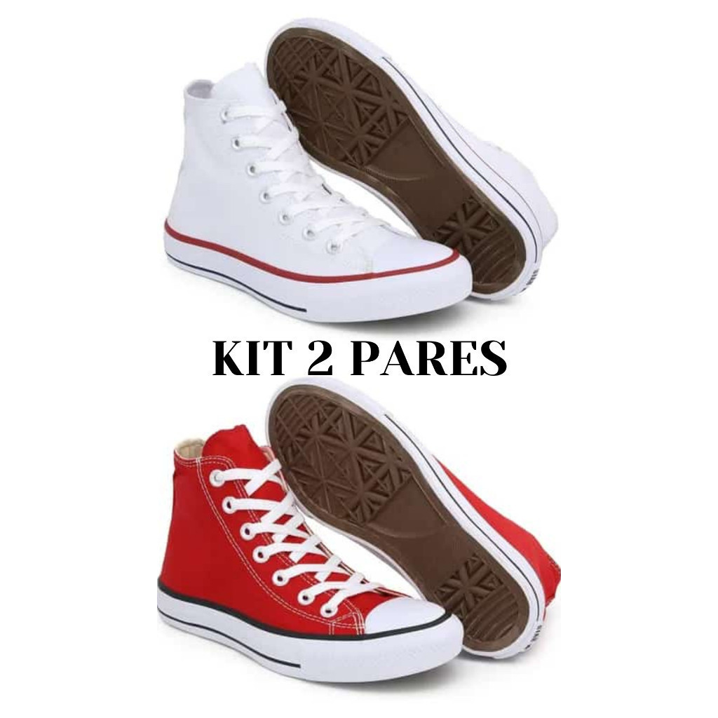 Kit botinha cano alto Médio Unissex Feminino Masculino Mega Oferta