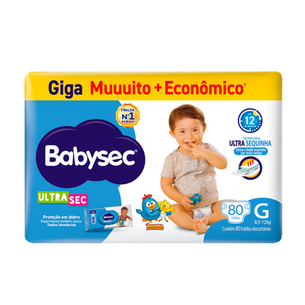 Fralda Babysec Ultrasec Giga Tamanho G 80 Unidades Descartáveis em Oferta na Shopee