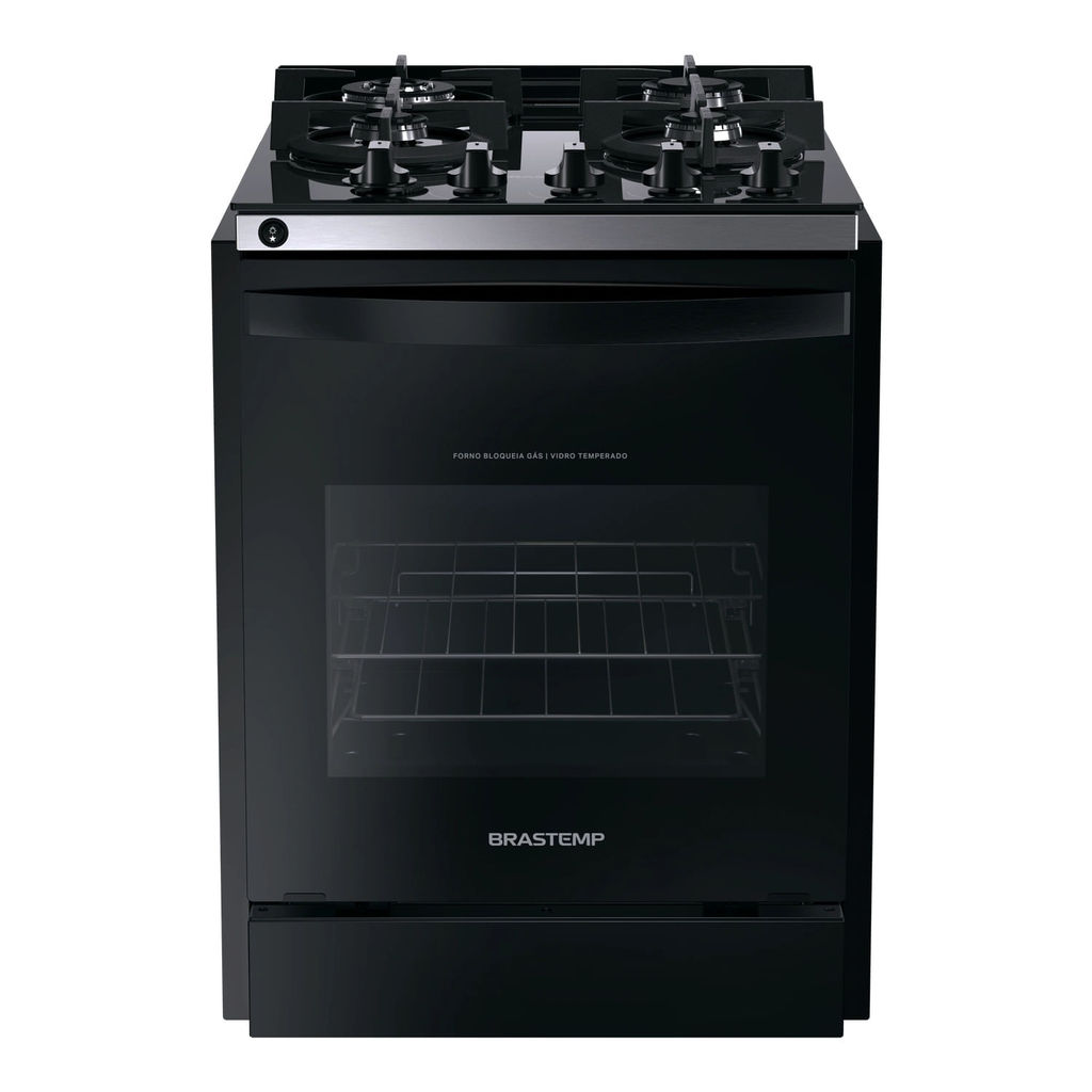 Fogão Brastemp 4 Bocas de Embutir Preto com Mesa de Vidro e Dupla Chama - BYO4XAE em Oferta na Shopee