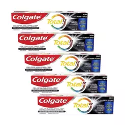 Kit 5 Cremes Dentais Colgate Total Carvão Ativado 180g