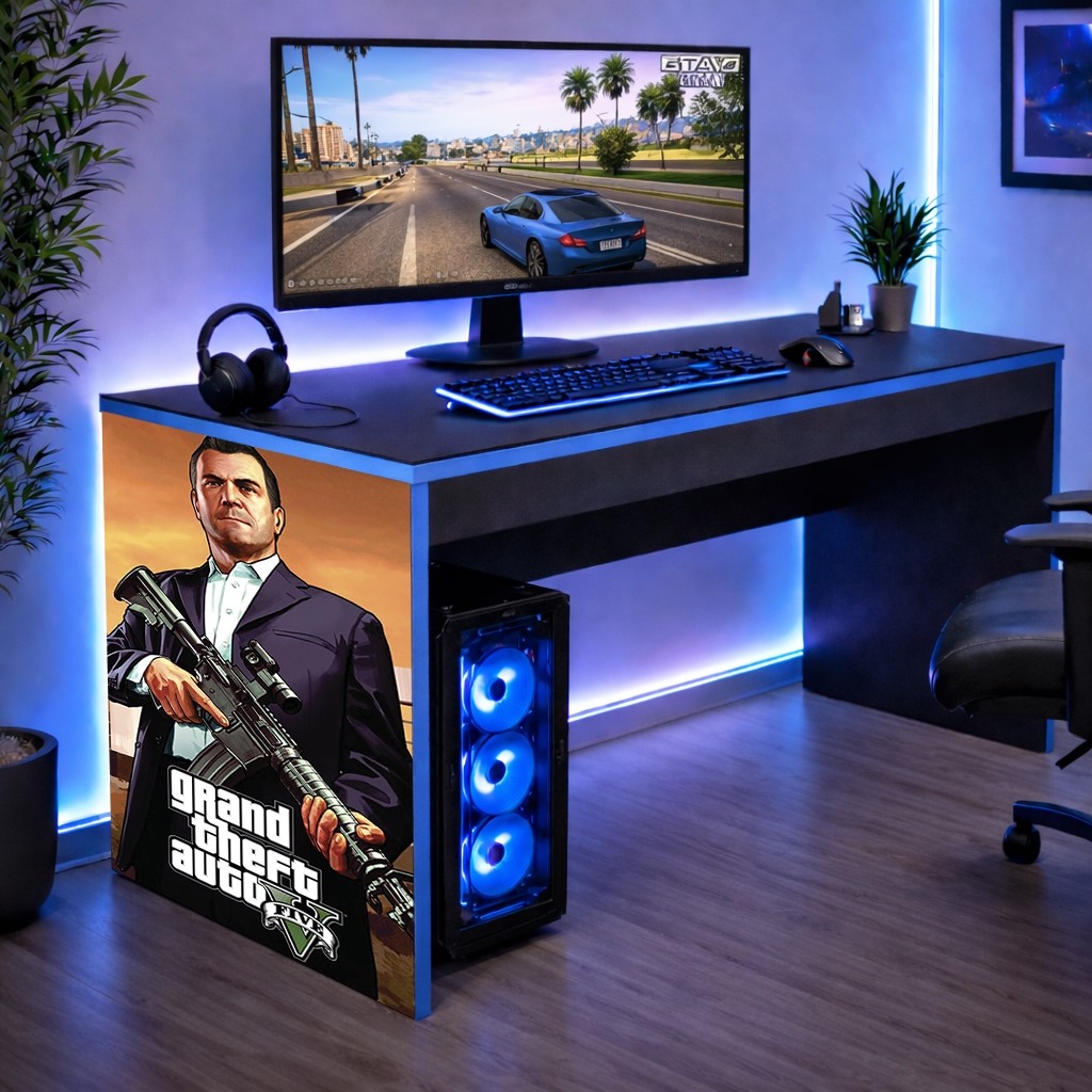 Escrivaninha Gamer Mesinha Infantil Mesa GTA 5 Michael 90 Cm Achadinho Oferta Shopee