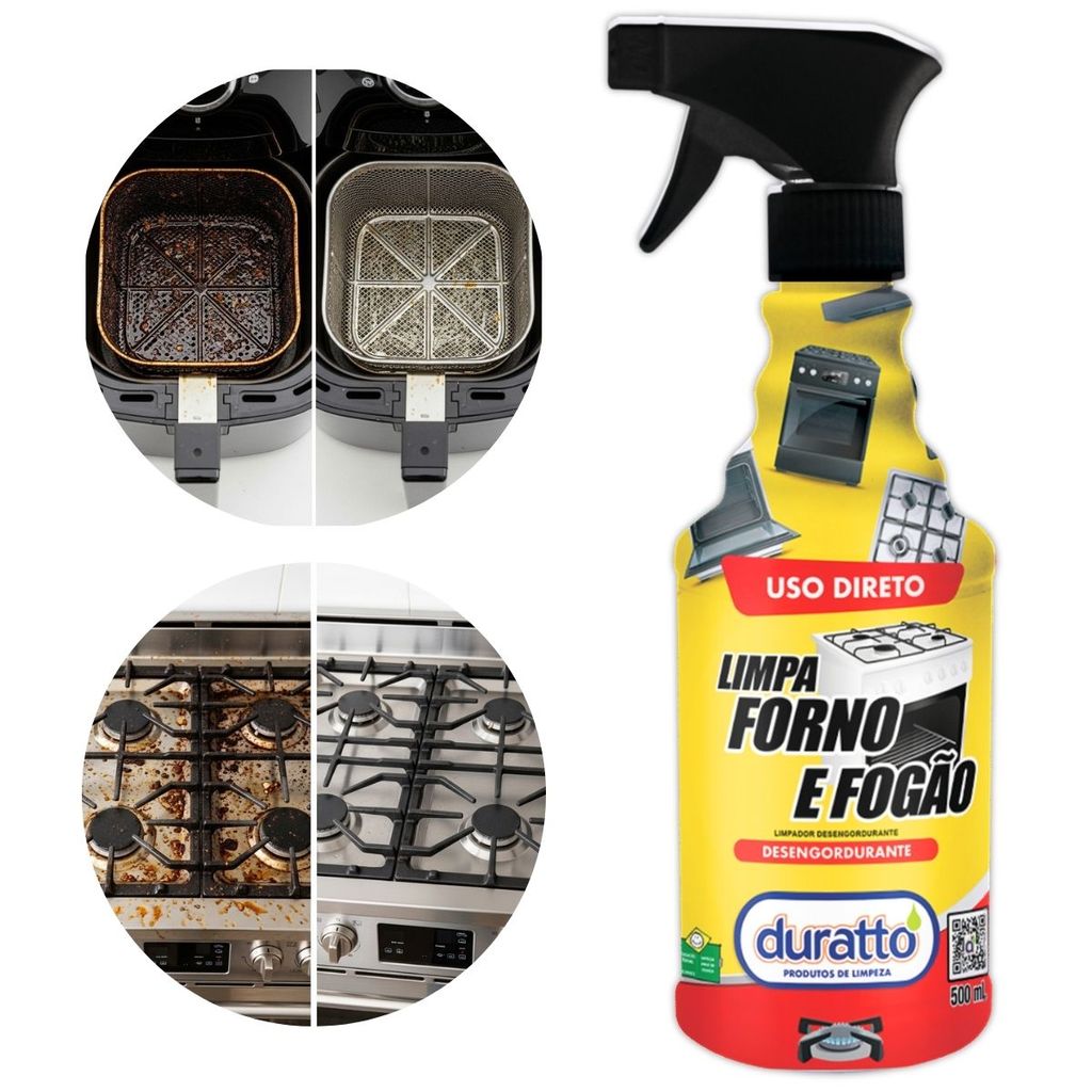 Limpa Forno Fogão Desengordurante 500ml Airfryer Coifa Churrasqueira Grelha Limpeza Pesada Top