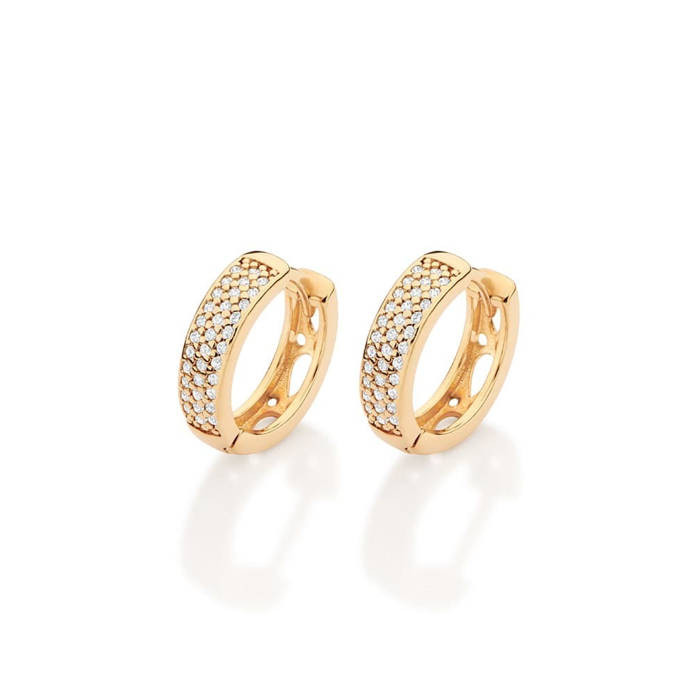 Brinco Rommanel Argola Cravejada Zircônias Banhada - 527542