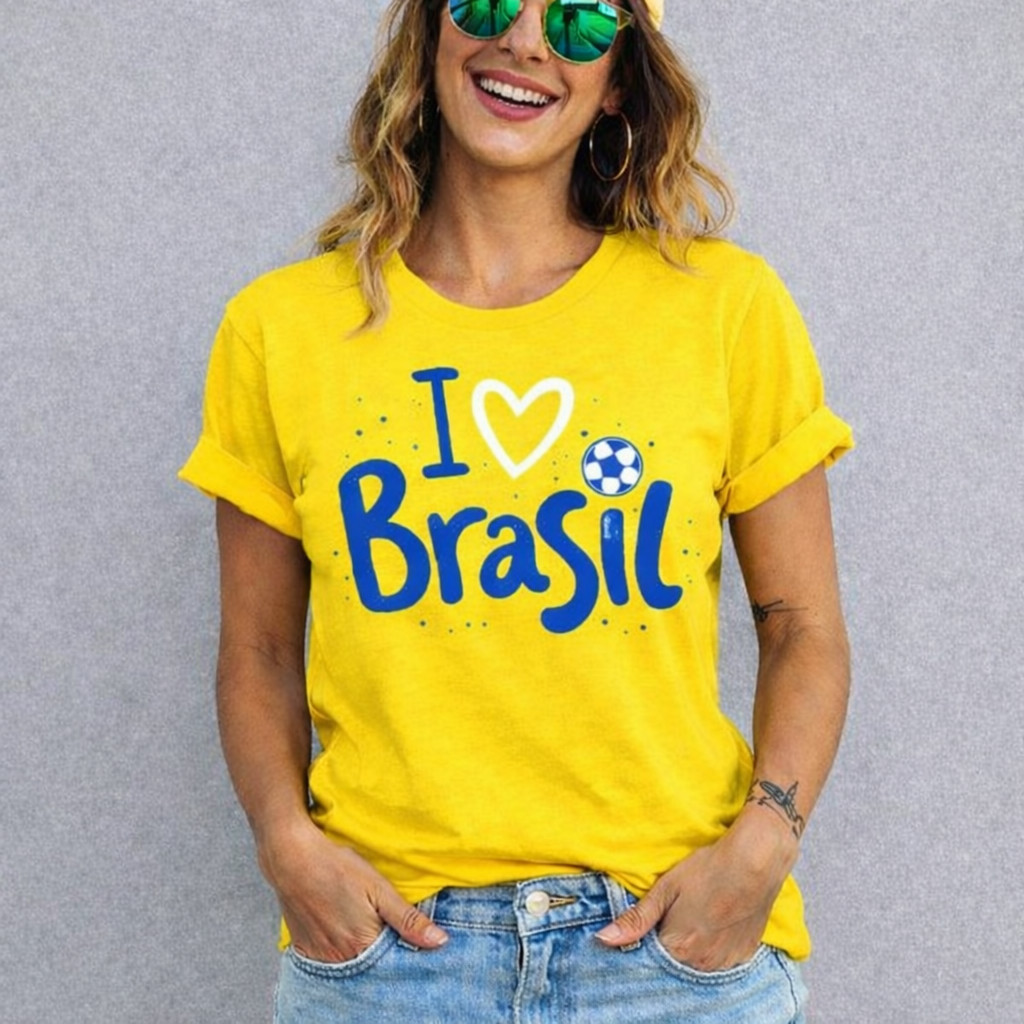 Camiseta Unissex Copa do Mundo Brasil 100% Algodão Blusinha Camisa Torcedor Futebol 2026