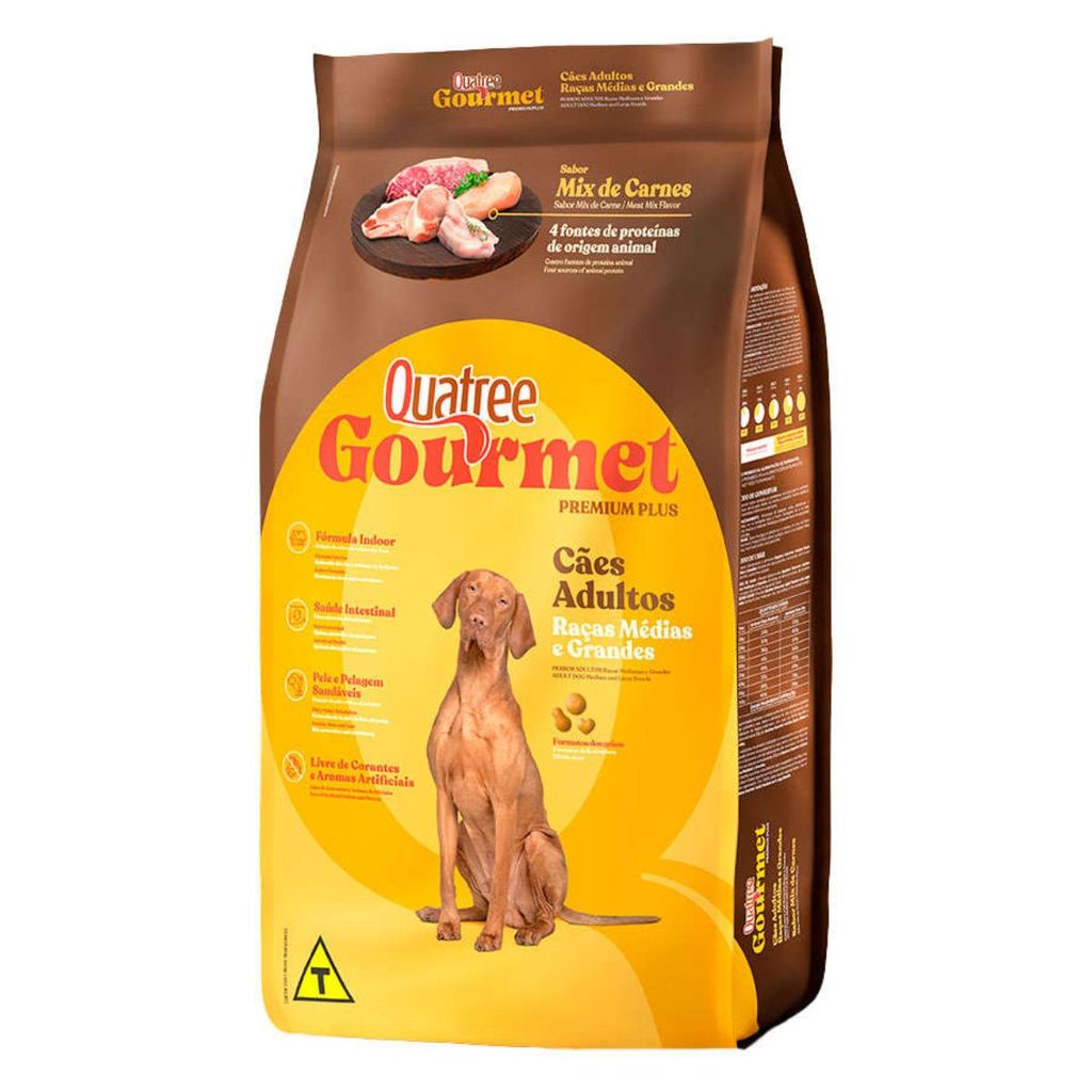 Ração Quatree Gourmet Cães Adultos Raças Médias Grandes 15kg