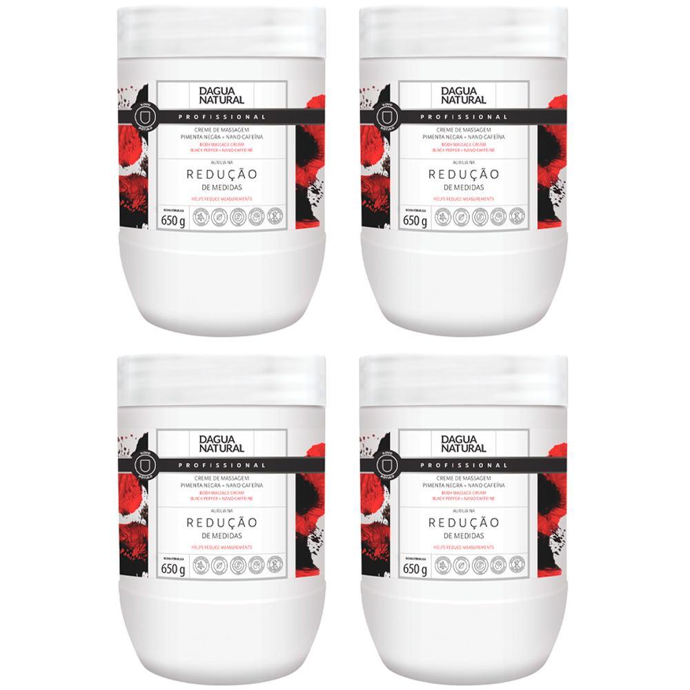 Kit 4 Potes Creme de Massagem Dagua Natural Pimenta Negra 650g Redutor Medidas E Celulite