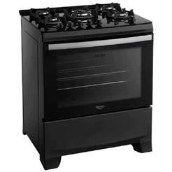 Fogão Supreme Preto Bivolt Glass 5 Bocas Automático Mesa de Vidro Dako