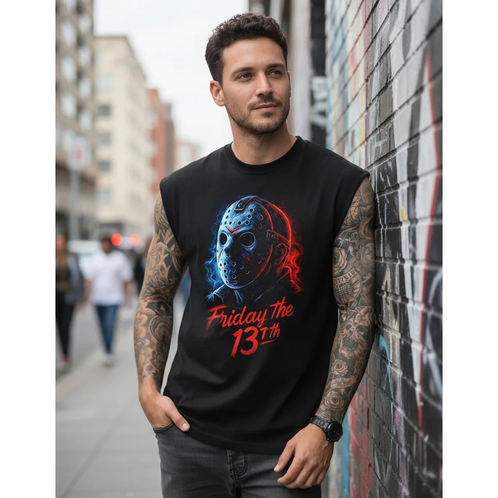 Camiseta Regata Oversized Helloween Jason 13 Sext Cavada