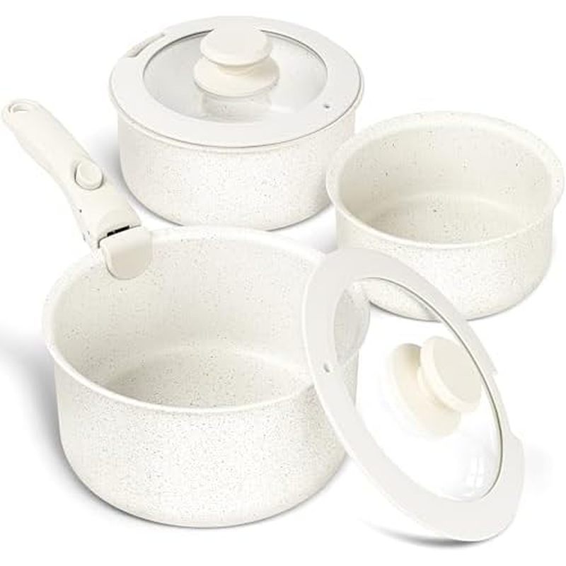 Conjunto De Panelas MICHELANGELO , Antiaderente 1Qt & amp ; 2 Qt 3Qt Com Alças Removíveis , Panela Não Tóxica Alça Remov