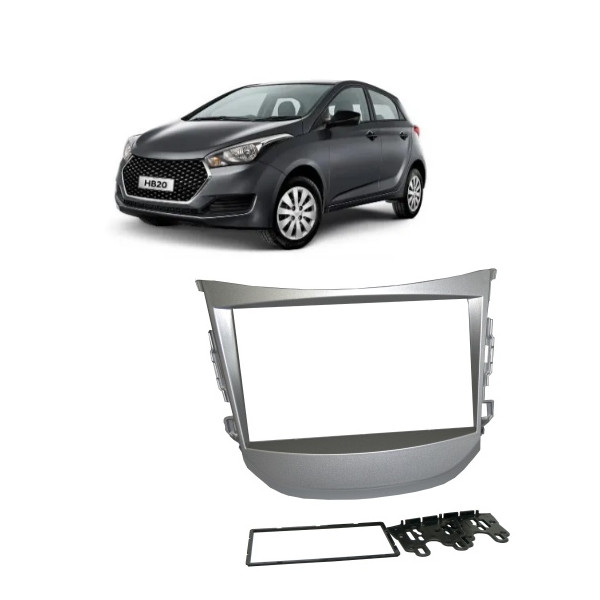 Moldura Painel Central Multimidia 7 Polegadas Hyundai Hb20s Hb20 Hb20x Prata
