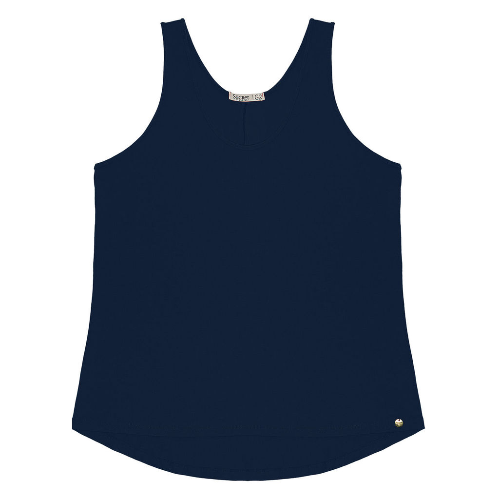 Regata Feminina Plus Size Secret Glam Azul em Oferta na Shopee