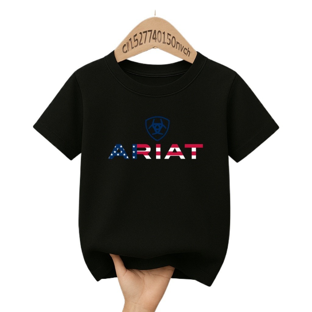 Camisa Camiseta Infantil Juvenil Unissex ARIAT USA Camiseta 100% Algodão Texas Moda Country Cavalgada Moda Gringa