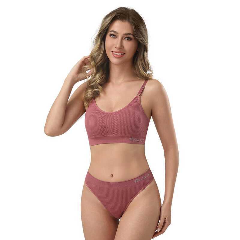 Z&D Lingerie Conjunto Sutiã Texturizado Sem Aro Com Bojo Alça Removível e Calcin