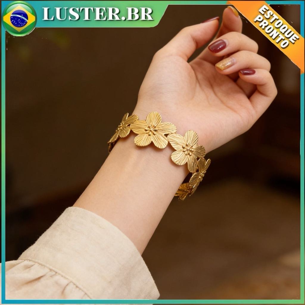 Pulseira Feminina Dourado com Flor ， Joias Estilo Elegante Cintura de Mão em Oferta na Shopee