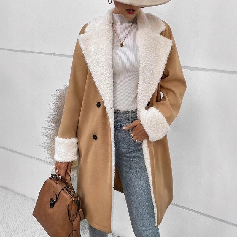 Inverno Engrossar Longo Jaket Feminino Temperamento Casual Casaco De Lã Forro De Pelúcia Quente Parkas Outwear