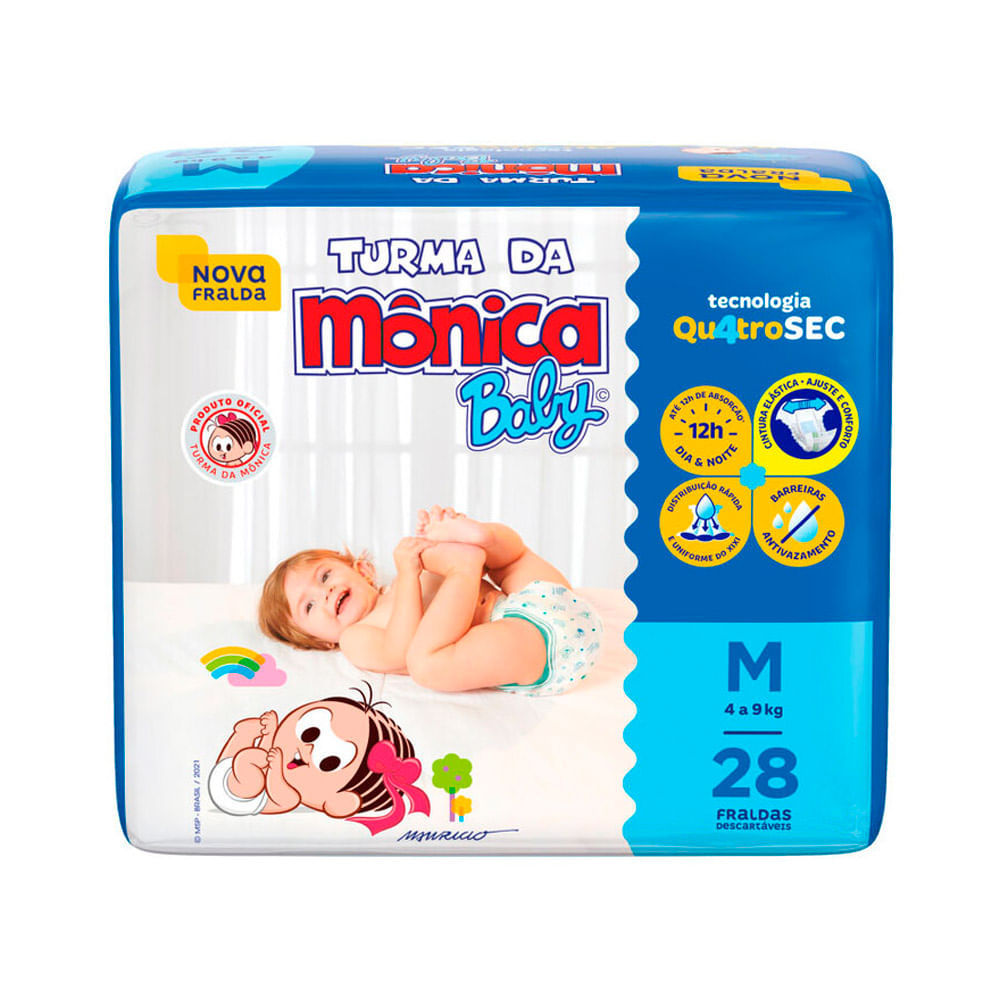 Fralda Infantil Turma da Mônica Baby Jumbo Tamanho M 28 Fraldas Descartáveis em Oferta na Shopee