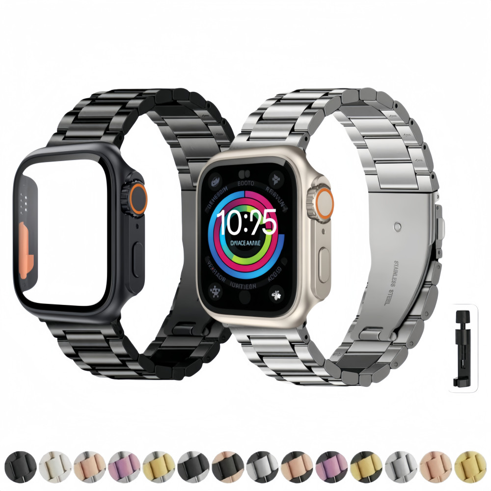 Kit Pulseira De Aço inoxidável+Mudar Para Ultra 49mm Capa Para Apple Watch 44mm 