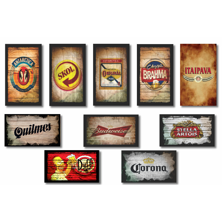 Kit 10 Quadros Decorativos Placas Tema Cerveja CV3