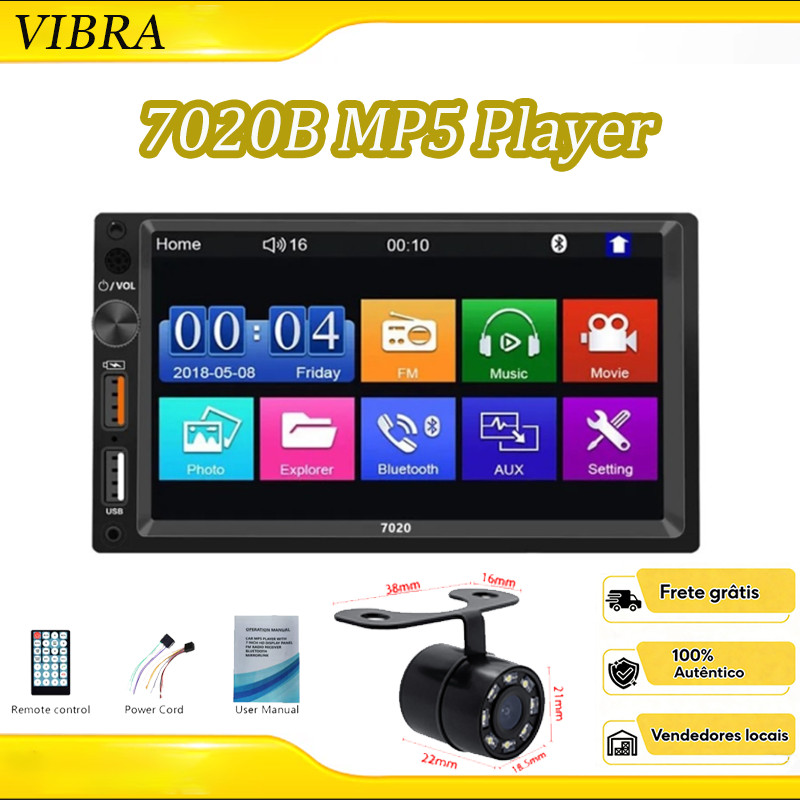 7-Inch Automotive MP5 CarPlay Multimedia 7020B Auto Car With Mirrorlink Touch Screen, Bluetooth, Rear Camera, 2 USB