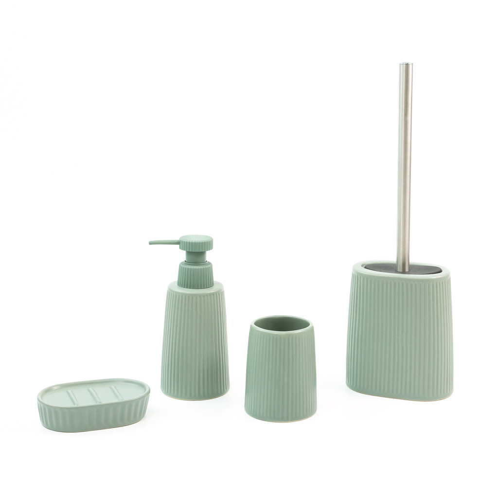 Escova Sanitária com Suporte Cerâmica Listras Verde Oikos — imagem 2 de 2