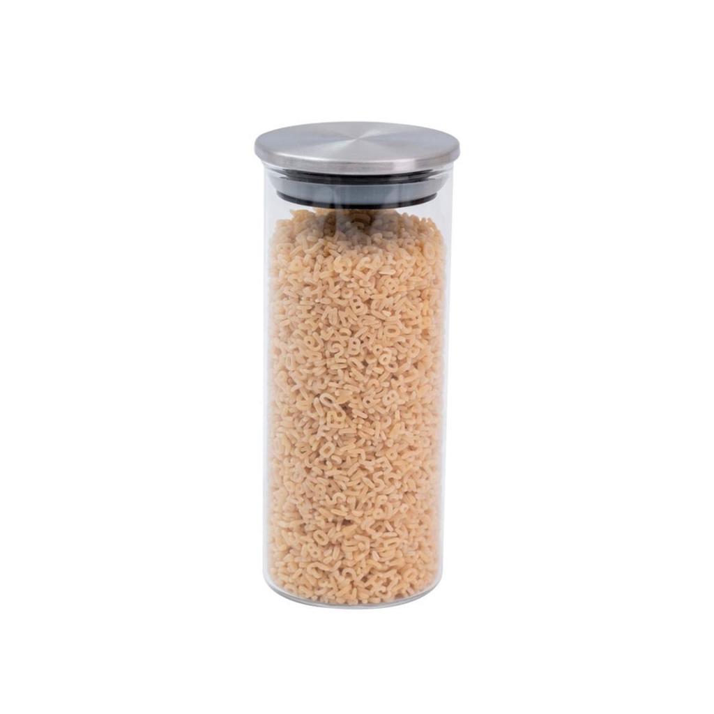 Pote 450ml de vidro com tampa de inox circular mantimento - Oikos