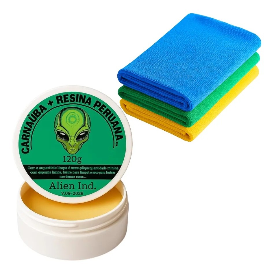 Revitalizadora Alien Green Com 1 Flanela Remove Riscos Lataria Cera Alien Automotiva Carnaúba