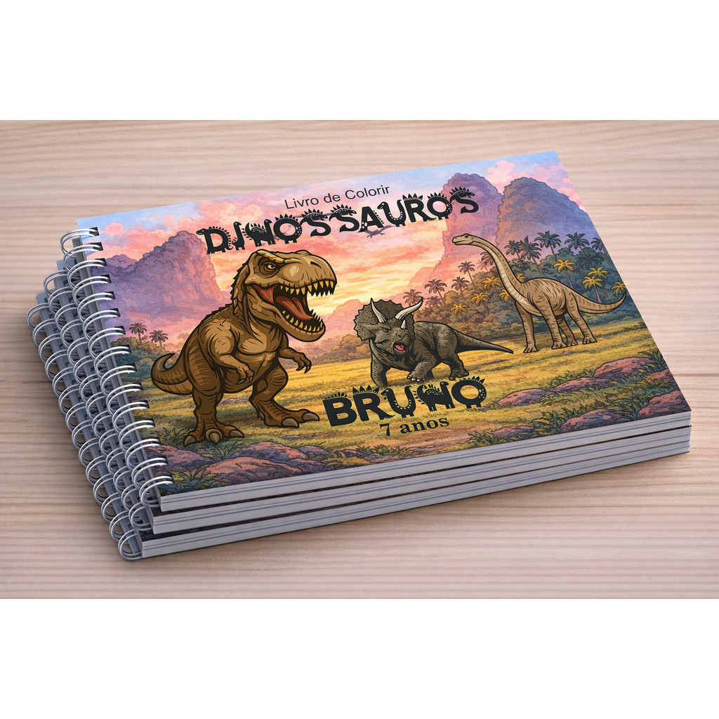 Combo 10 livros de colorir Dinossauros personalizados brindes festa infantil sacola surpresa lembrancinha