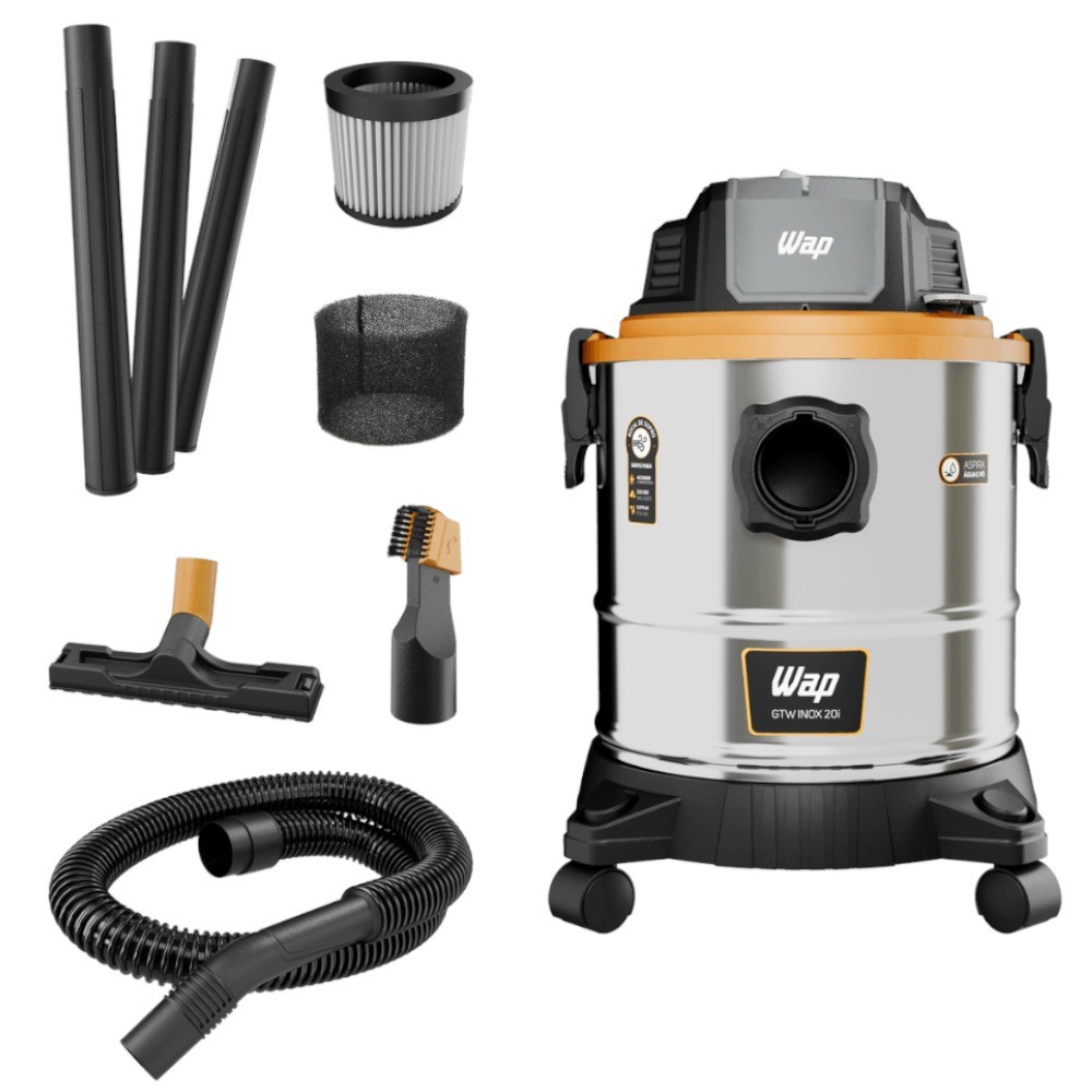 Aspirador de pó e líquido 1900W 20 litros - GTW Inox 20i Wap