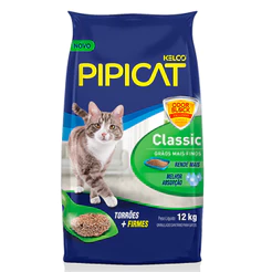 Areia Higiênica Pipicat Classic Para Gatos 12kg