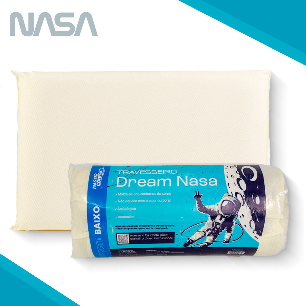 Travesseiro Dream Nasa Original Antialérgico Viscoelástico Confortável Macio Ortopédico Sono Saudável Qualidade