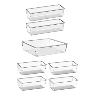 Kit 7 Organizador Multiuso Modular Gavetas Acrílico Cristal em Oferta na Shopee